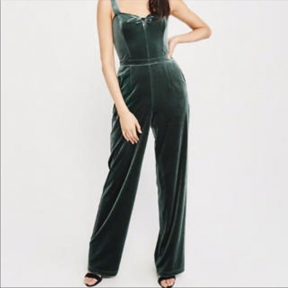 Abercrombie & Fitch green velvet jumpsuit